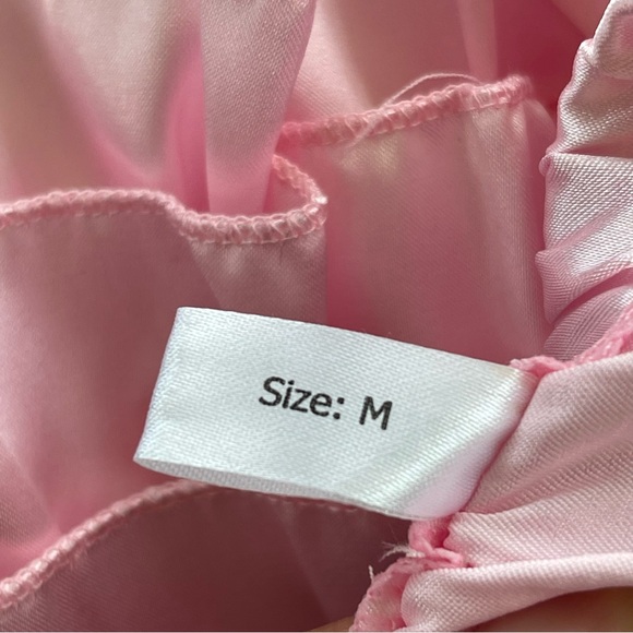 Pink Ruffled Satin Lingerie Set - Picture 2 of 4